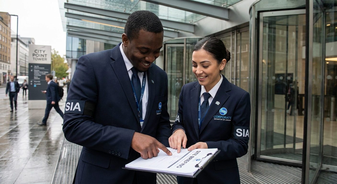 MSS-FM security supervisor reviewing shift reports